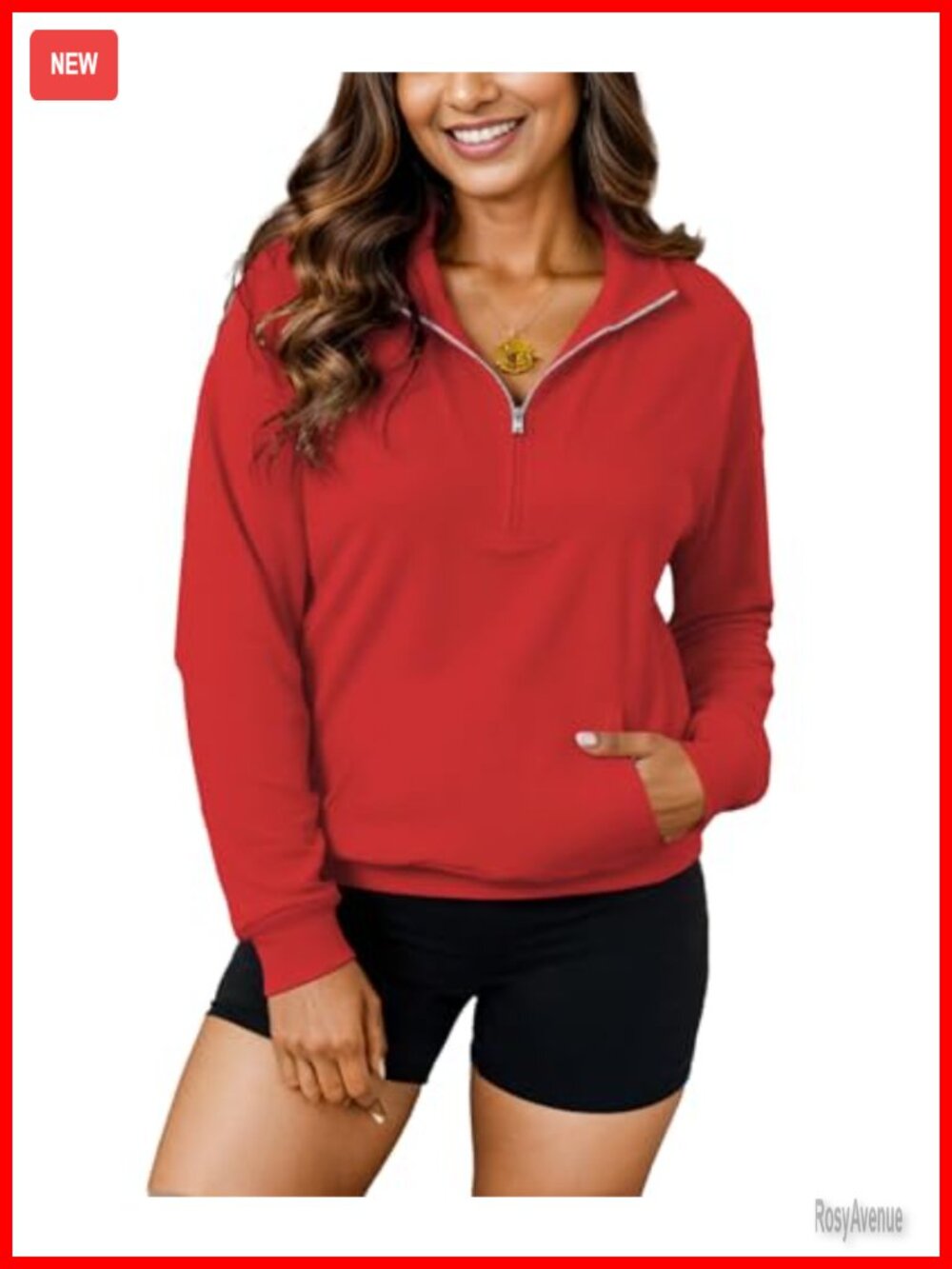 Womens Oversized Quarter Zip Sweatshirt Stand Collar Kangaroo Pocket